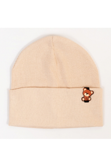 Шапка для хлопчика бежевий рубчик преміум