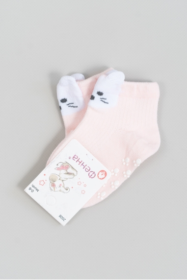 Шкарпетки з антіковзанням для малят рожевий пастель бавовна