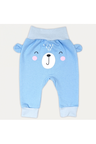 Штанці  ясельні з мордочкою та вушками блакитний начіс (футер) - 1