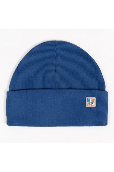 Шапка для хлопчика індиго рубчик преміум