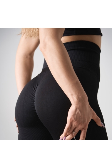 Лосини жіночі Push Up чорний рубчик