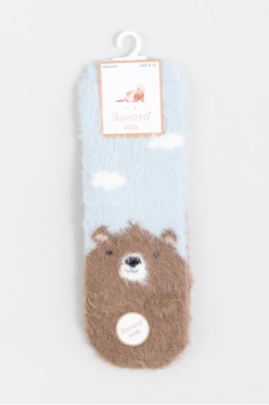 Шкарпетки пухнасті для дівчинки блакитний ангора
