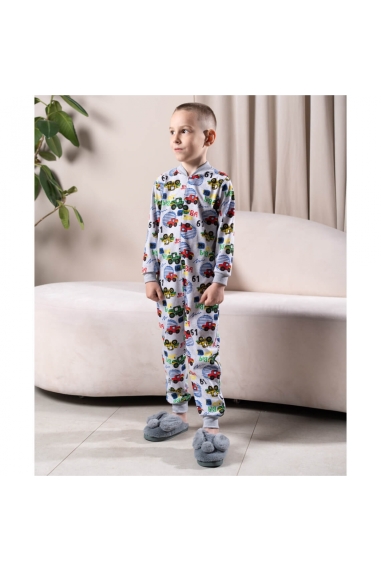 Піжама-комбінезон для хлопчика Машини Нові сірий кулір