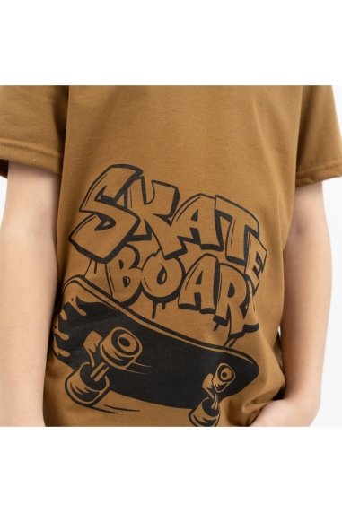 Футболка для хлопчика Скейт гірчичний кулір - 1