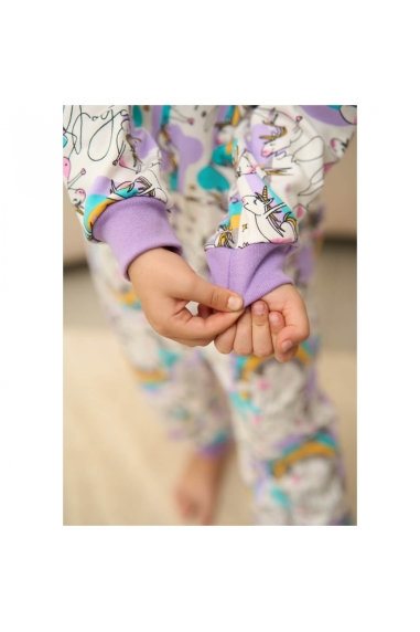 Піжама-комбінезон для дівчинки  Єдинорог бузковий начіс (футер) - 2