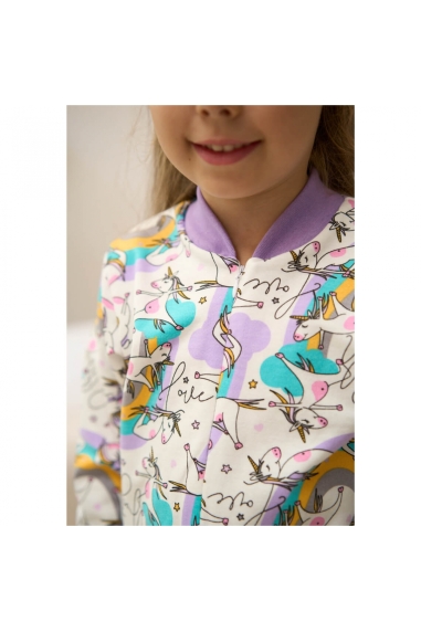 Піжама-комбінезон для дівчинки  Єдинорог бузковий начіс (футер) - 3