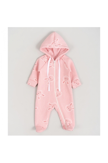 Комбінезон для малят  Рожевий Зайчики рожевий тринитка  на флісі