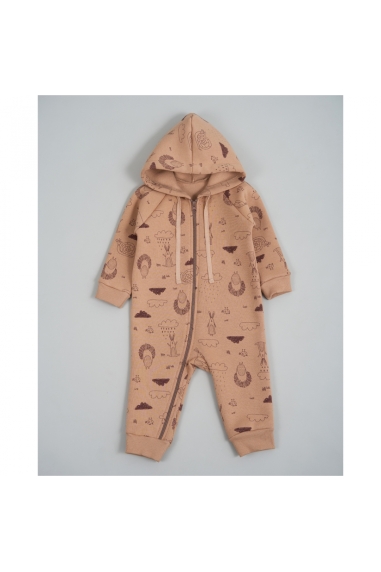 Комбінезони для новонародженних Лісові звірята карамель тринитка на флісі