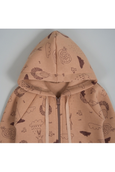 Комбінезони для новонародженних Лісові звірята карамель тринитка на флісі - 1