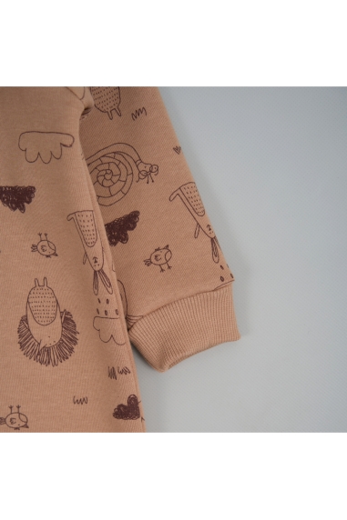 Комбінезони для новонародженних Лісові звірята карамель тринитка на флісі - 3