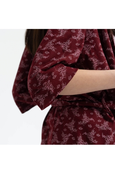 Комплект жіночий халат та піжама бордо кулір-пеньє - 2