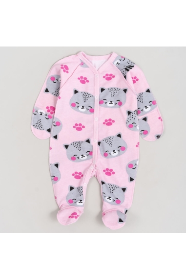 Сліп для новонароджених рожевий Котики начіс високої якості(футер)