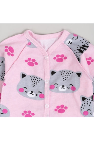 Сліп для новонароджених рожевий Котики начіс високої якості(футер) - 3