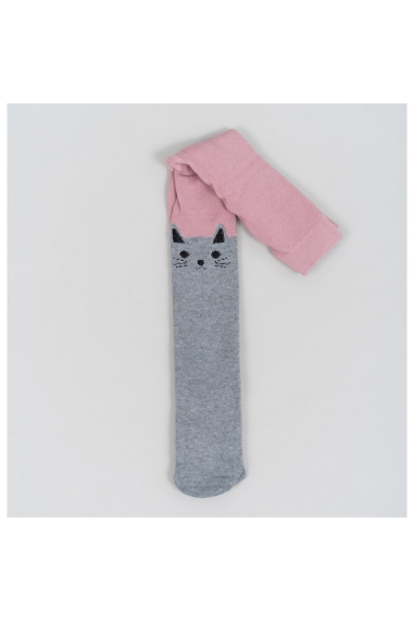 Колготки для дівчинки сіро-рожевий махра