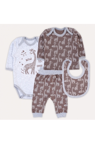 Комплект ясельний  багатопредметник Жирафи шоколад інтерлок - 2