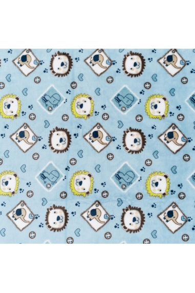 Пухнастий плед ясельний звірюшки блакитний велсофт - 2