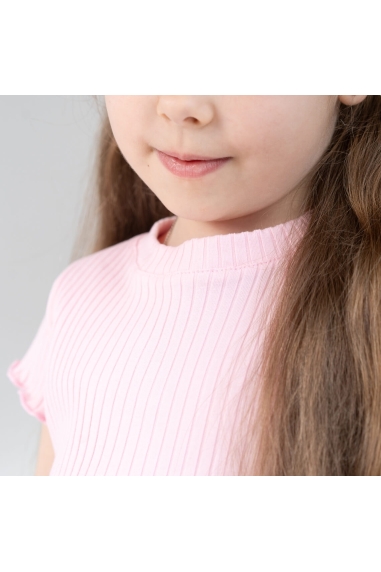 Футболка для дівчинки рожевий рубчик - 1