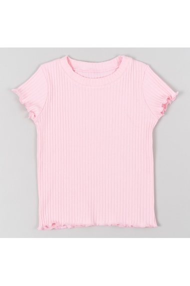 Футболка для дівчинки рожевий рубчик - 2