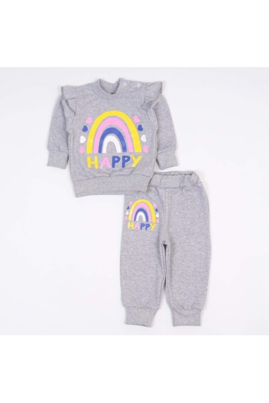 Костюм для дівчинки Веселка сірий начіс (футер) - 1