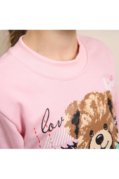 Піжама для дівчинки Ведмедики рожевий начіс (футер) - 2