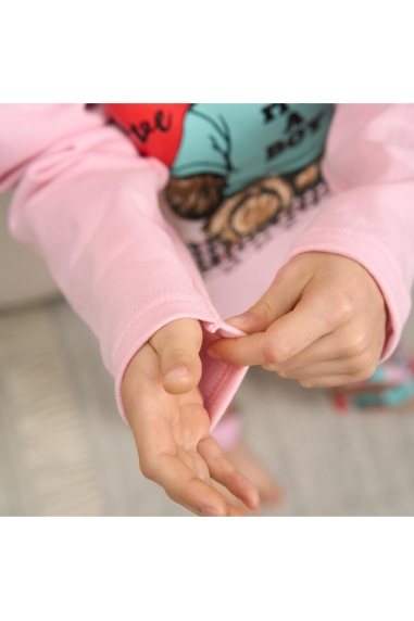 Піжама для дівчинки Ведмедики рожевий начіс (футер) - 4