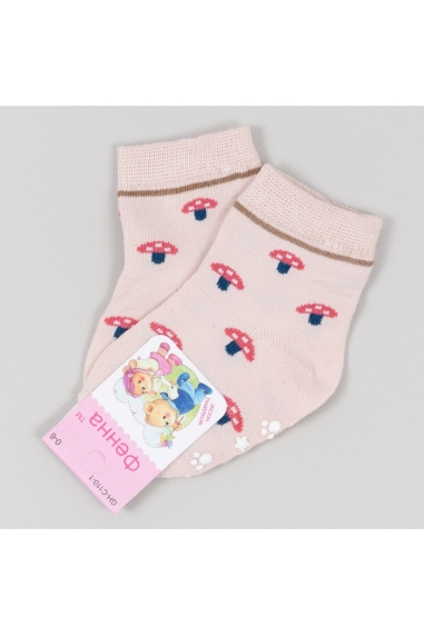 Шкарпетки з антиковзанням для дівчинки бежевий бавовна - 1