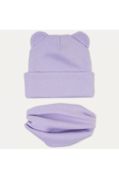 Шапочка і хомут для малят бузковий стрейч