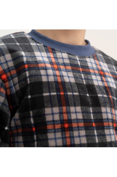 Піжама тепла для хлопчика Клітинка синій велсофт - 4