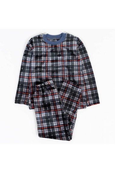 Піжама тепла для хлопчика Клітинка синій велсофт - 5