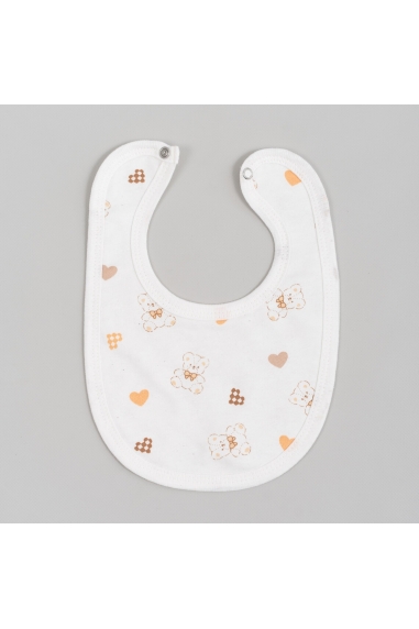 Слинявчик дитячий Сердечки та ведмежатка молочний начіс(футер)