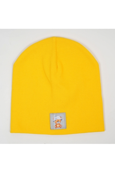 Шапка  для хлопчика Ведмедик жовтий рубчик преміум