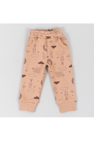 Теплі штанці для малят Лісові Звірята карамель тринитка на флісі