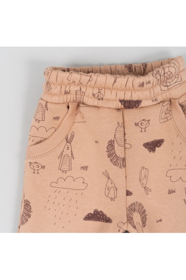 Теплі штанці для малят Лісові Звірята карамель тринитка на флісі - 1