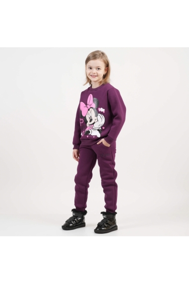 Костюм теплий для дівчинки Міні сливовий тринитка на флісі