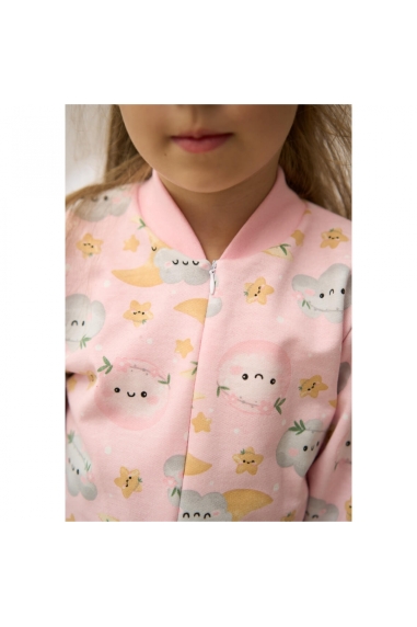 Піжама-комбінезон для дівчинки  Хмаринки рожевий начіс (футер) - 3