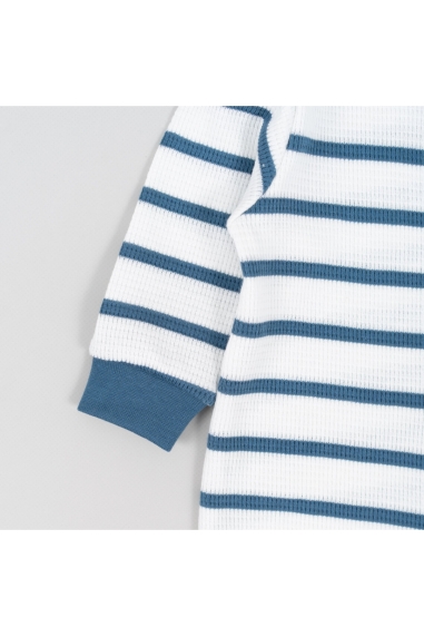 Комбінезон для малят в смужку індиго вафельна структура - 2