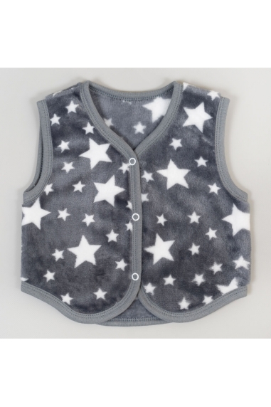 Пухнастий жилет для малят Зірочки сірий велсофт