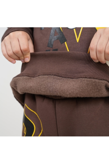 Костюм теплий для хлопчика Сімба шоколад тринитка на флісі - 2