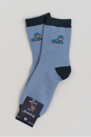 Шкарпетки для хлопчика блакитний махра