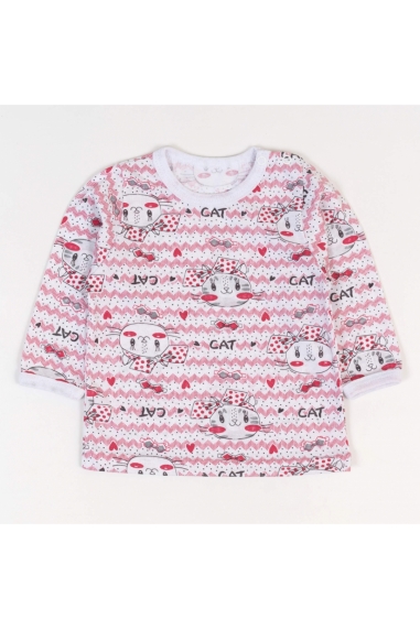Футболка ясельна з довгим рукавом червоний Котики кулір