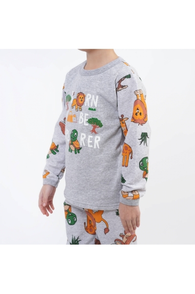 Піжама для хлопчика Сафарі сірий начіс (футер) - 1