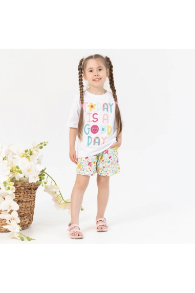 Комплект для дівчинки Квіти білий стретч-кулір