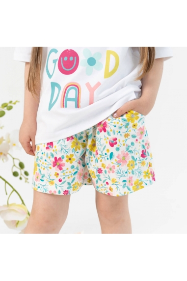 Комплект для дівчинки Квіти білий стретч-кулір - 2