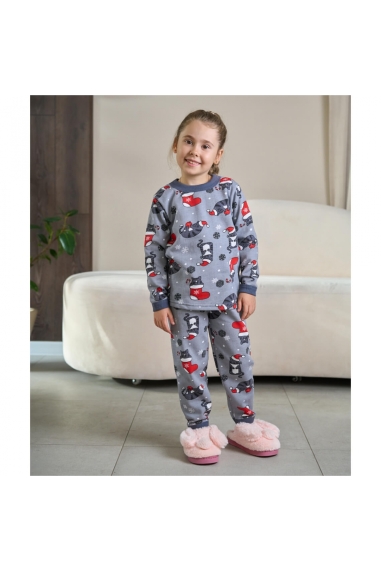 Піжама для дівчинки Котики графіт начіс (футер)