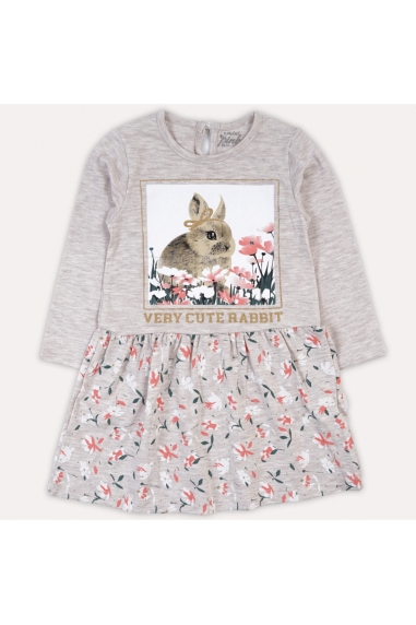 Сукня з зайчиком для дівчинки бежевий фулікра - 1