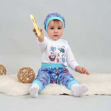 Комплект ясельний без шапочки блакитний начіс (футер)