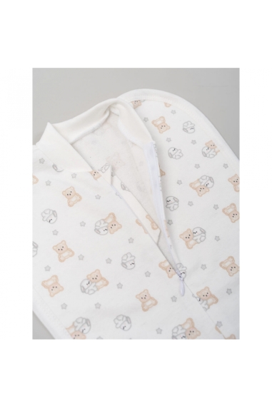 Пелюшка-кокон з шапочкою Ведмедик, зайка молочний начіс - 1