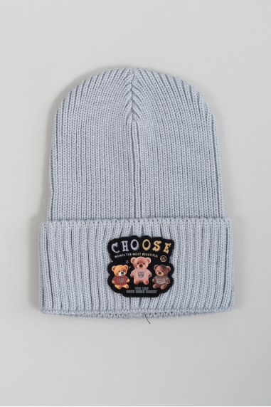 Шапка для дівчинки світло-сірий в'язка