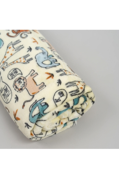 Пухнастий плед ясельний Зоо жовтий велсофт