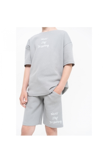 Костюм для дівчинки сірий вафельна структура - 1